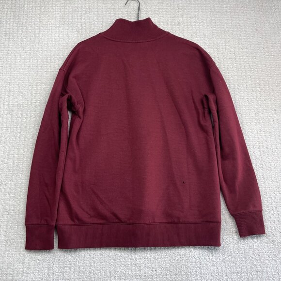 Calvin Klein 1/4 Zip Sweater Mens S Cotton Maroon Knit Mock Neck Pullover Read - Picture 14 of 16